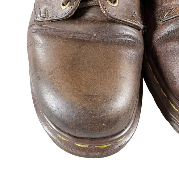 Vtg 90’s Dr Martens Shoes Brown Leather 4 Eye Oxford Grunge England UK 8 US 9 - Picture 3 of 13